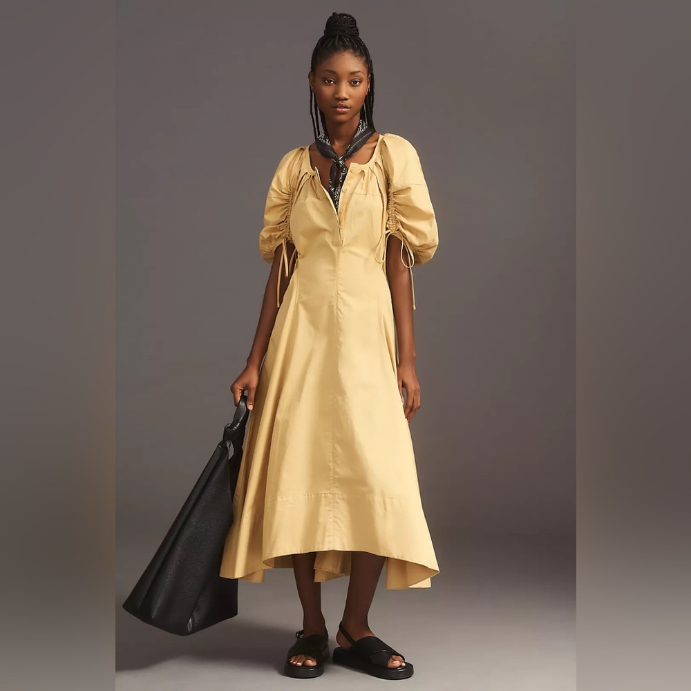[En Saison] Puff Sleeve Midi Dress